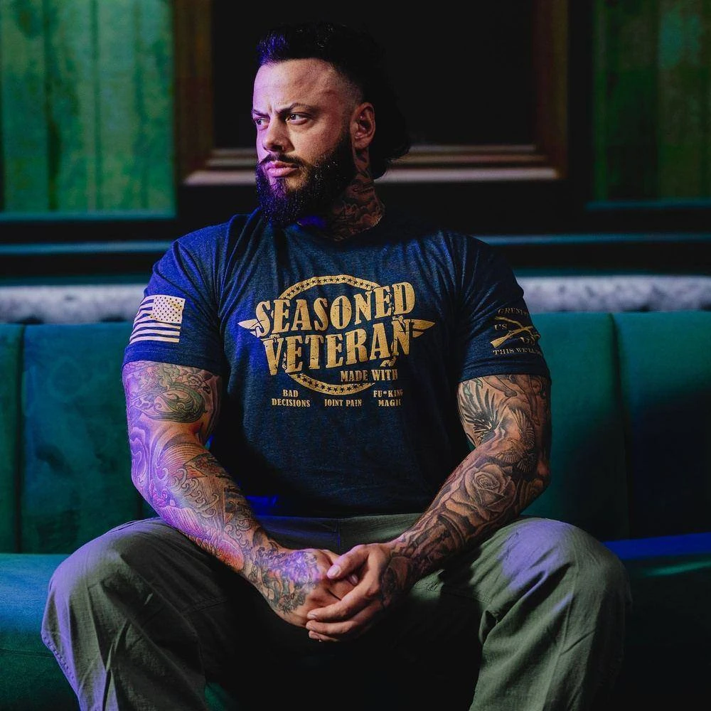 Seasoned Veteran T-Shirt - Midnight Navy - Image 6