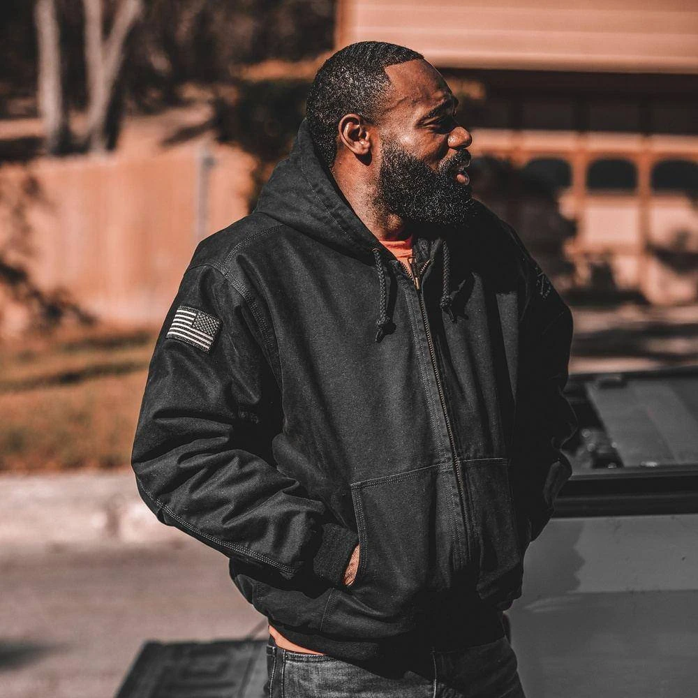 Men's Hooded Field Jacket - Black - Image 2