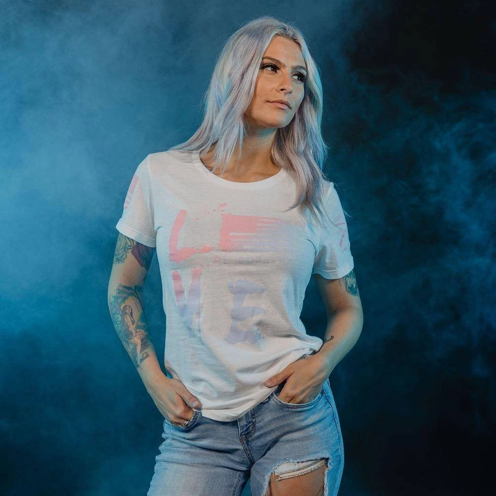 Women's Love Of Country Ombre T-Shirt - White - Image 3