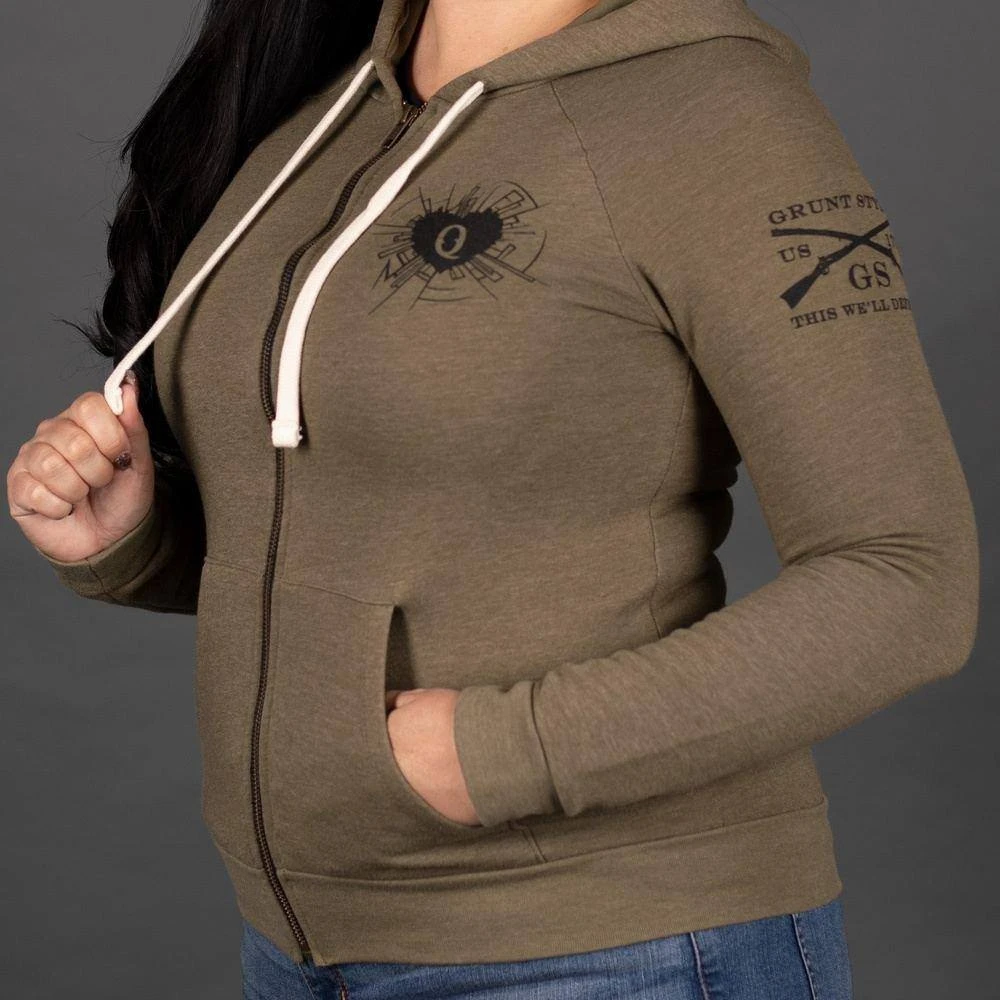 Women's Heart And Soul Of A Warrior Full-Zip Hoodie - Military Green - Image 2