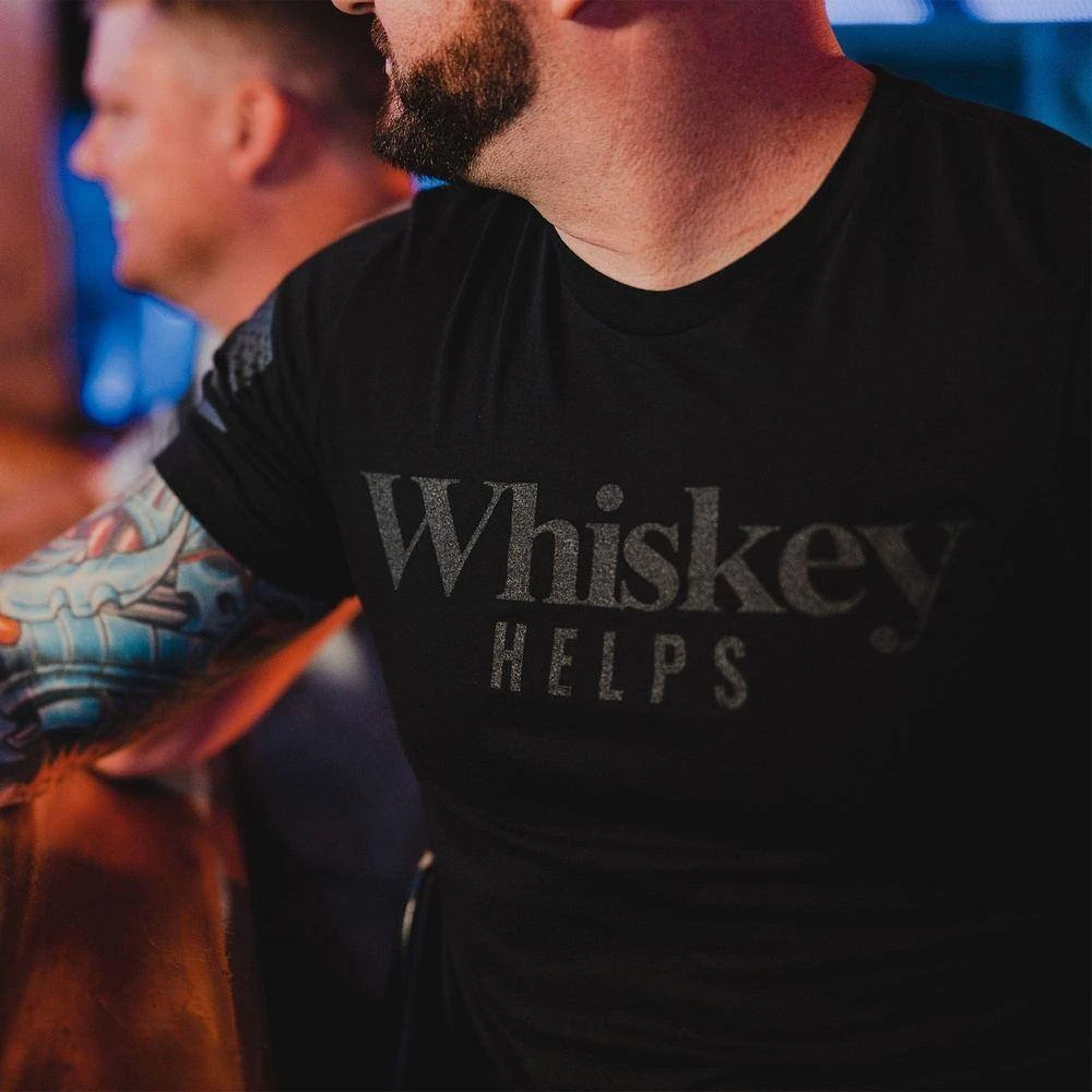 Whiskey Helps™ T-Shirt - Black - Image 2