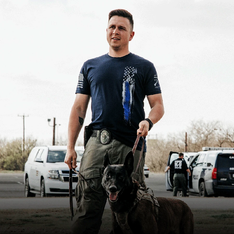 Blue Line Flag T-Shirt - Navy - Image 2