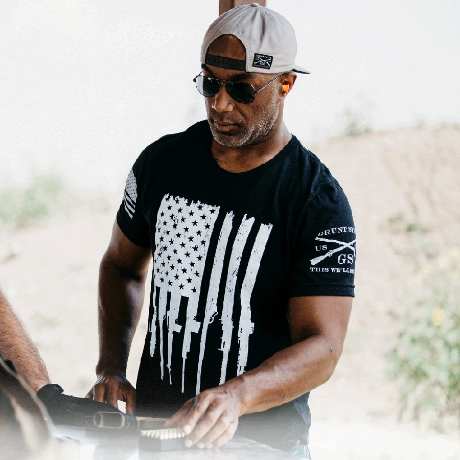 Rifle Flag T-Shirt - Black - Image 2