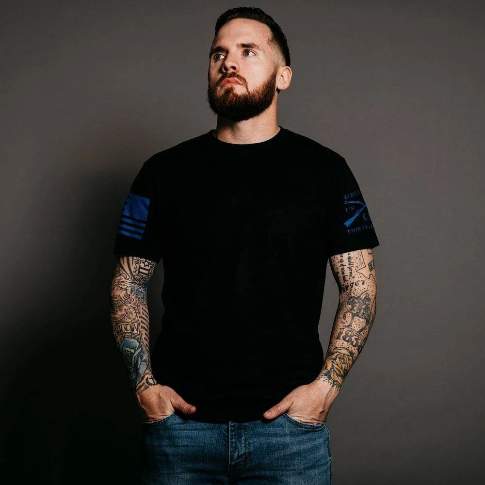 Blue Shield T-Shirt - Black - Image 3