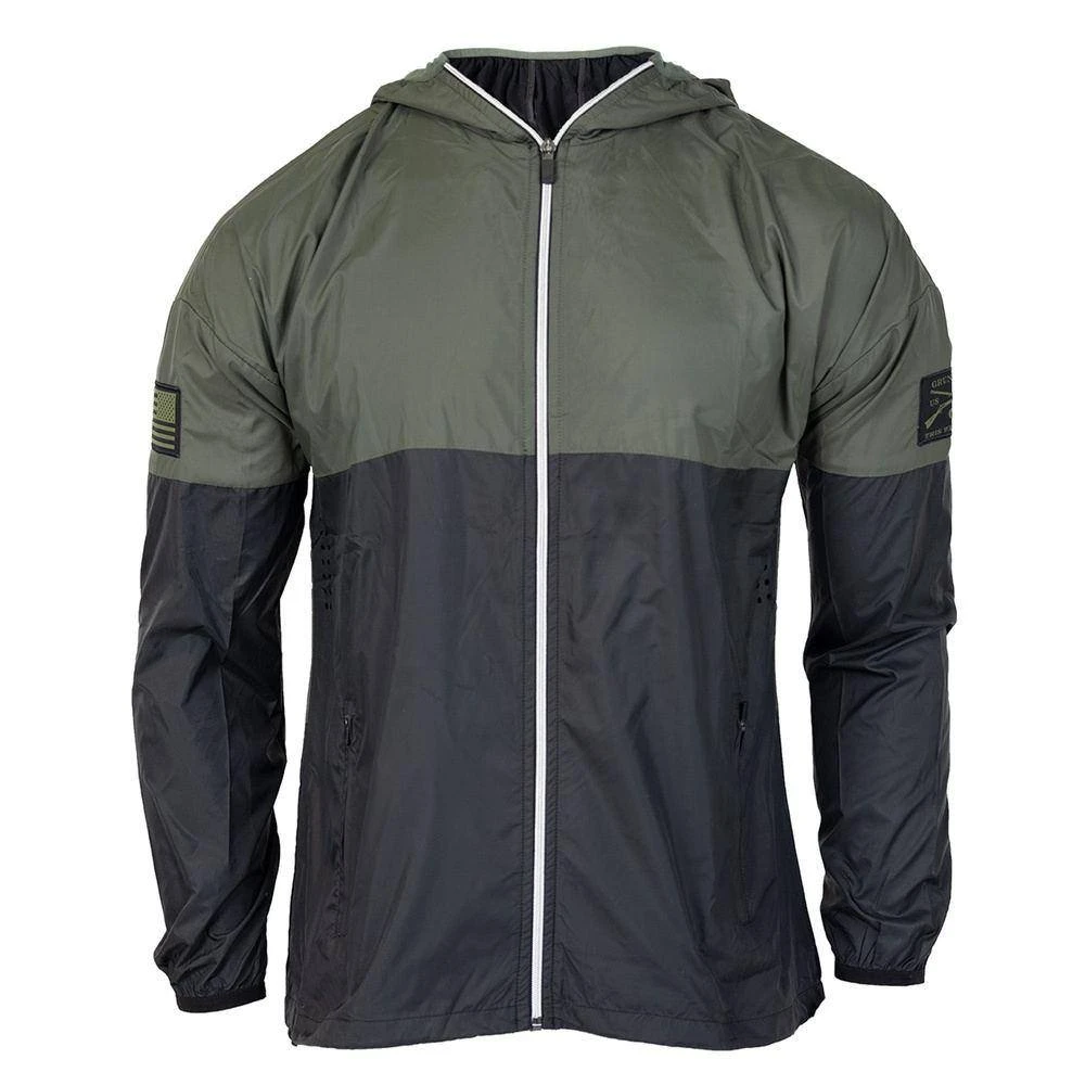 Grunt Style Windbreaker - Black & Olive - Image 2