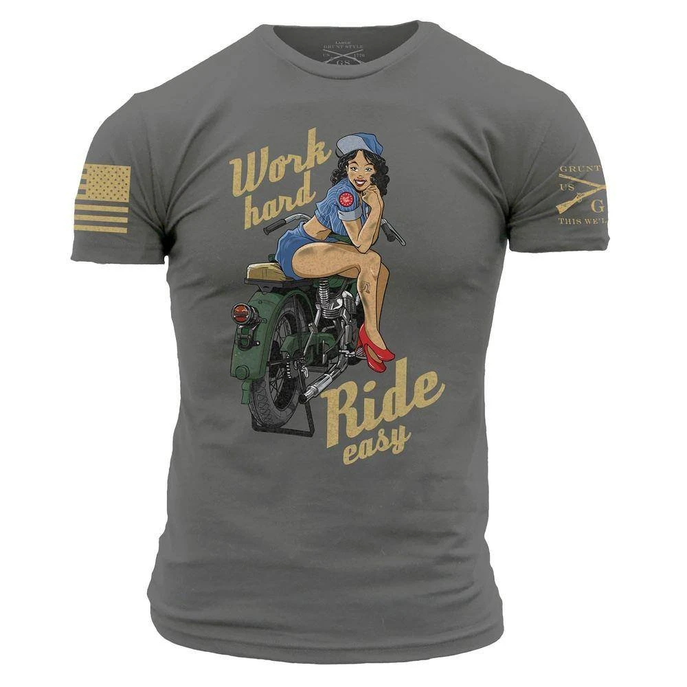 Work Hard, Ride Easy T-Shirt - Dark Grey