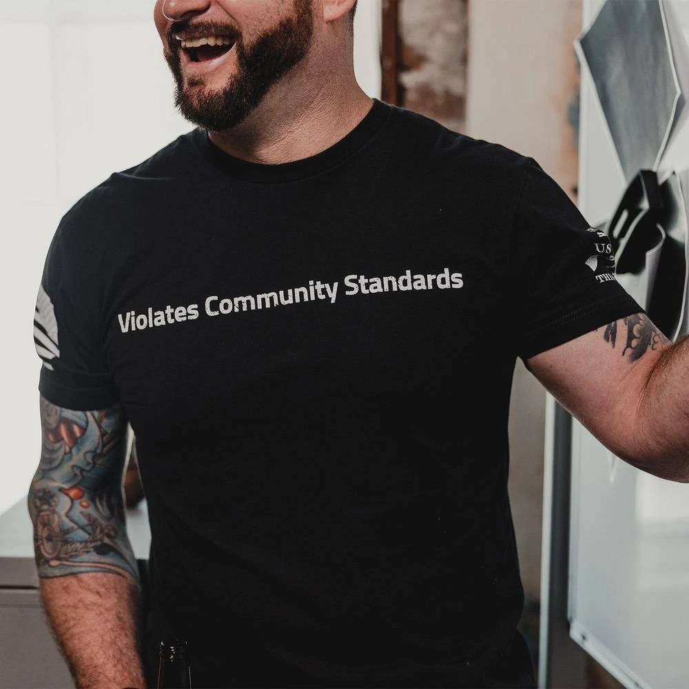 Violates Community Standards T-Shirt - Black - Image 4