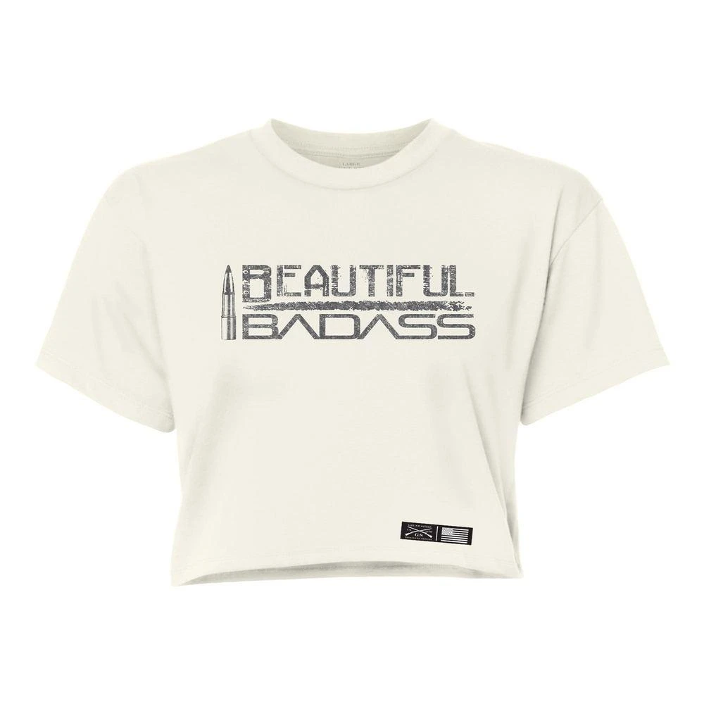 Women's Beautiful Badass Cropped T-Shirt- Natural - Image 4