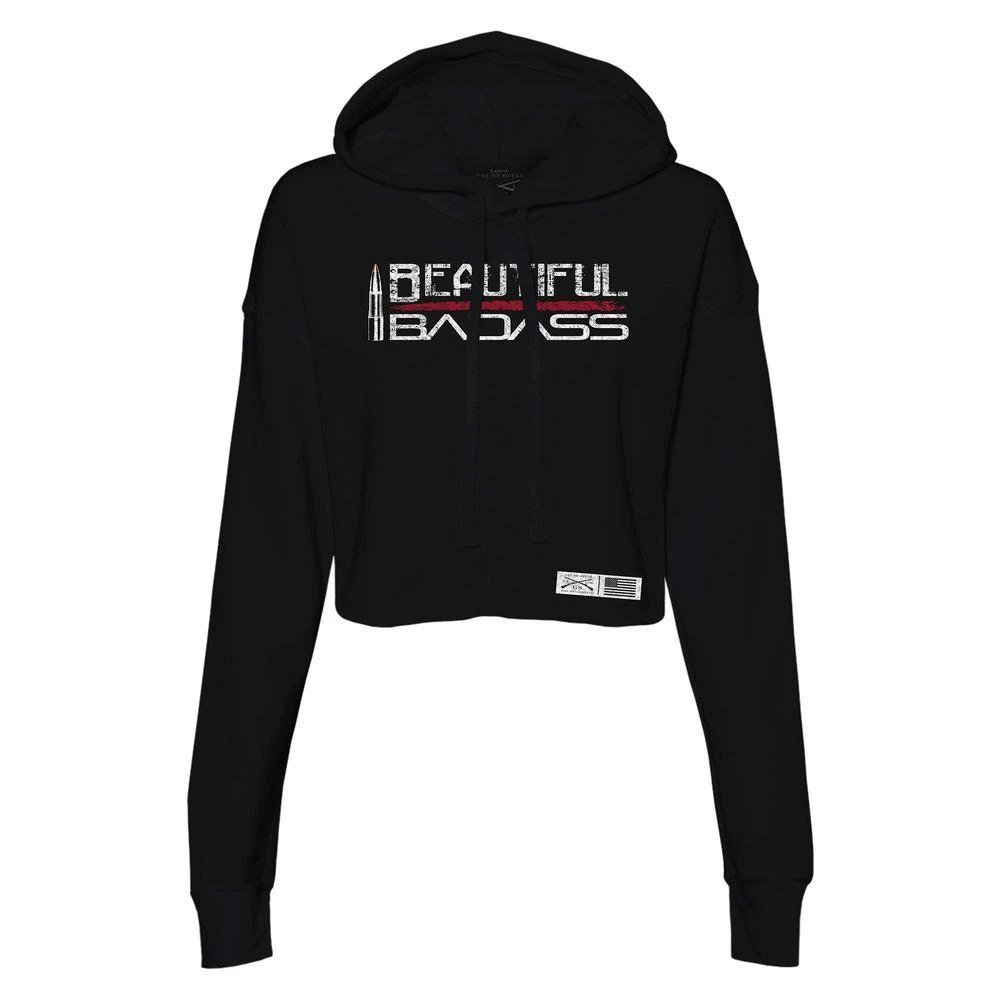 Women's Beautiful Badass Cropped Hoodie - Black - Image 3