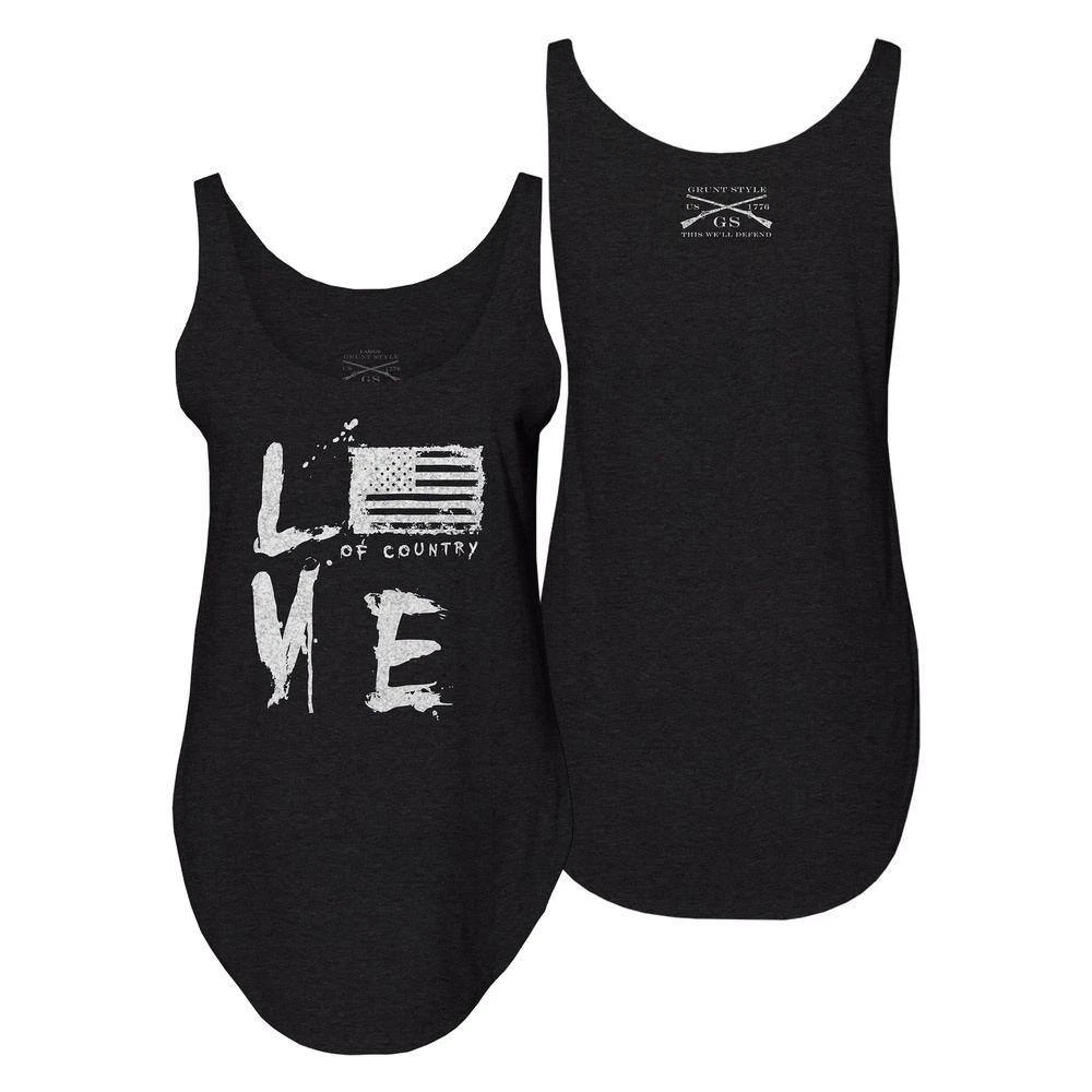 Women's Love Of Country Flowy Tank - Black - Image 2