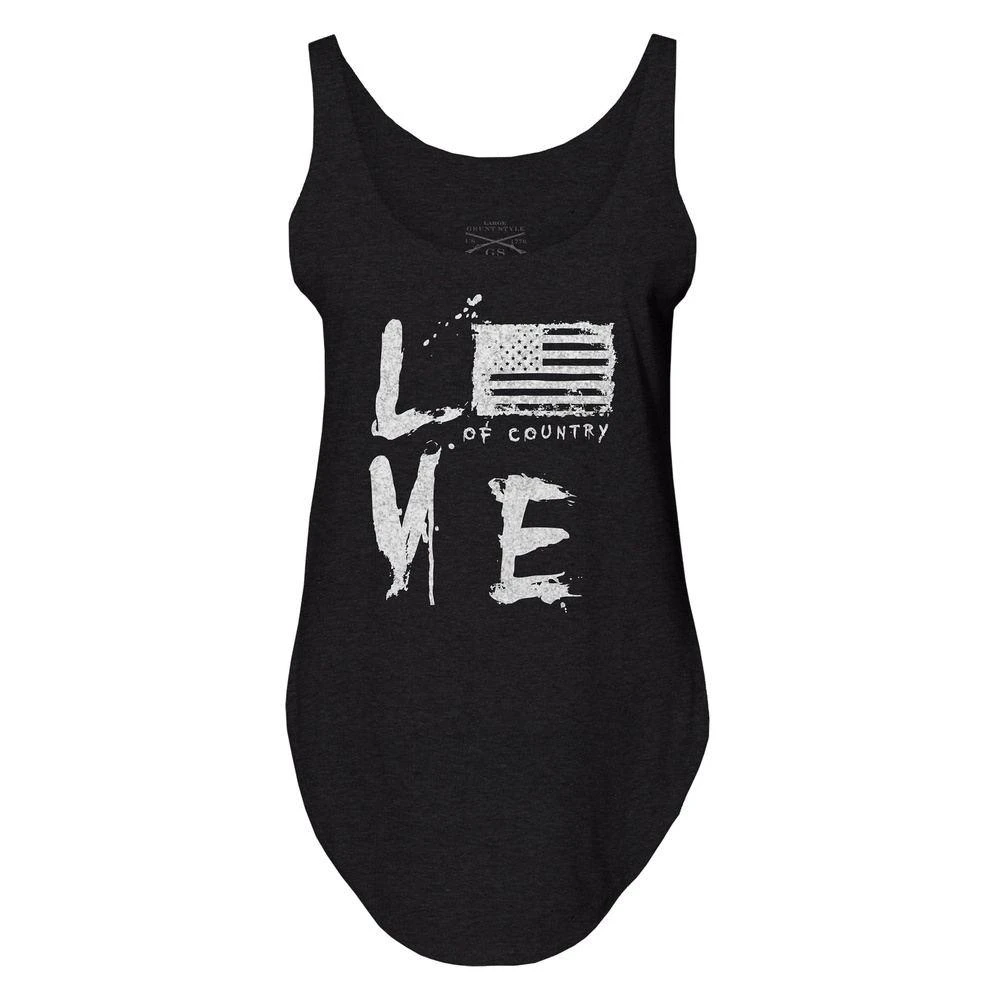 Women's Love Of Country Flowy Tank - Black - Image 6