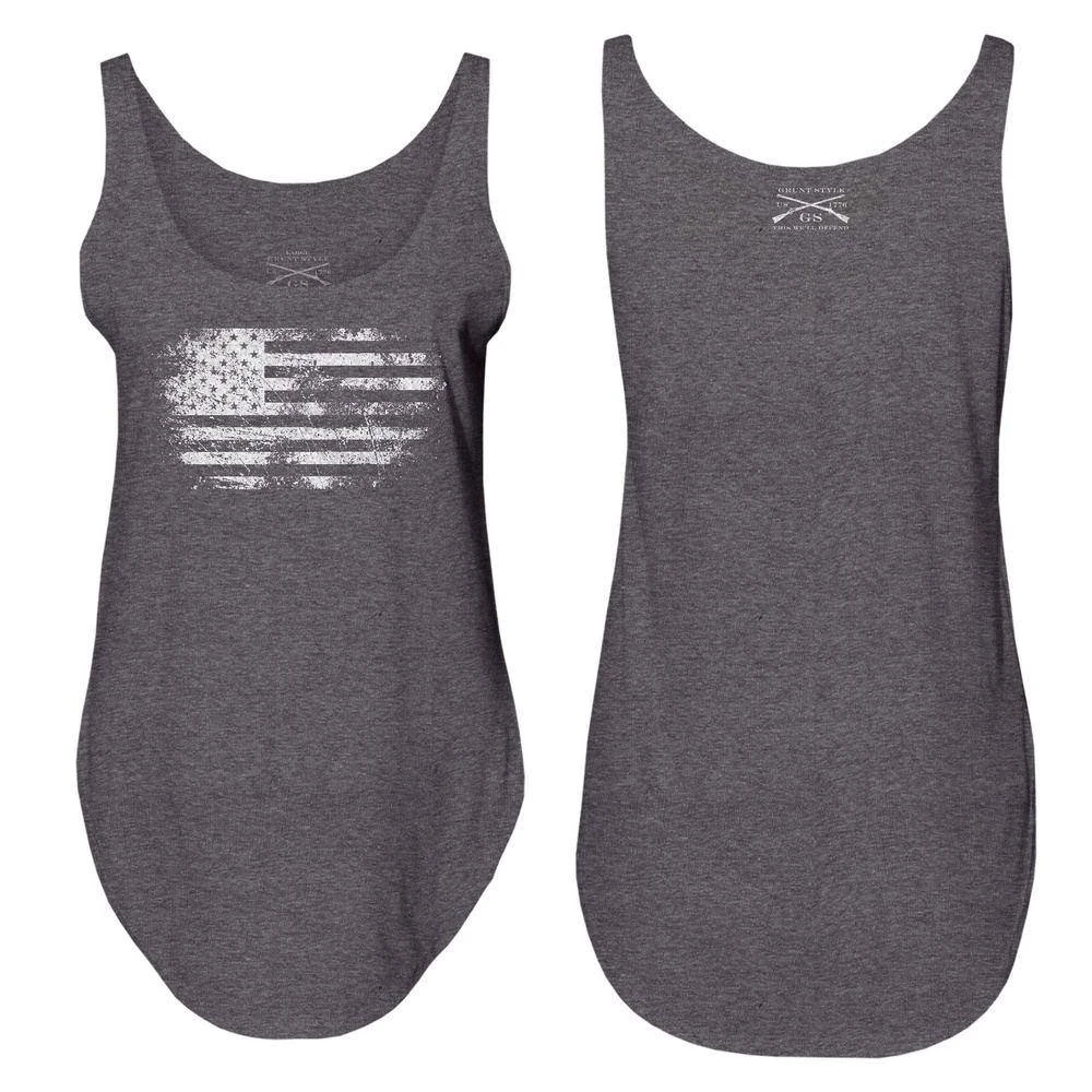 Women's Vintage American Flowy Tank - Charcoal - Image 5