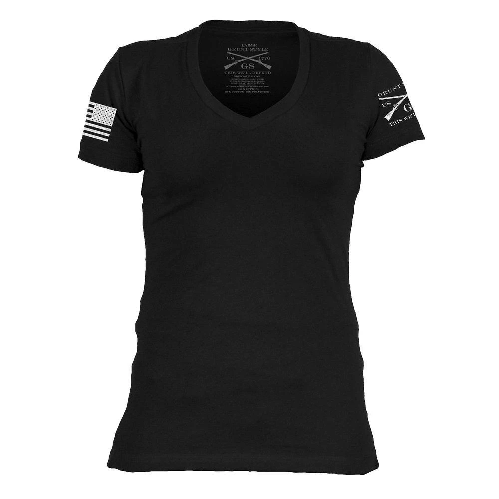 Women's Basic V-Neck - Black - Image 2