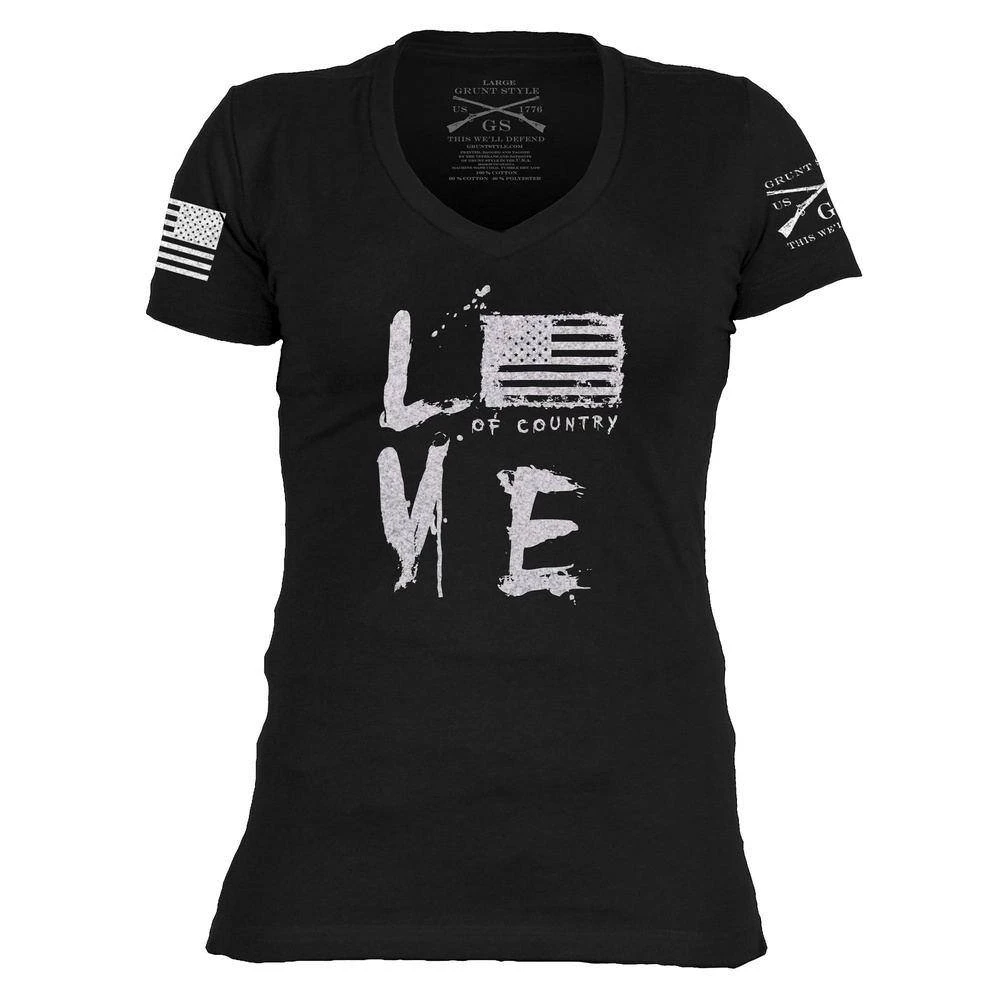 Women's Love Of Country V-Neck - Black - Image 2