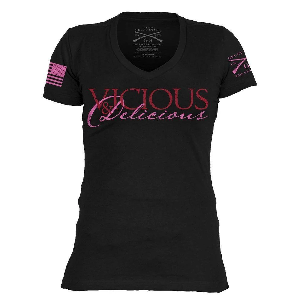 Women's Vicious & Delicious V-Neck - Black - Image 2