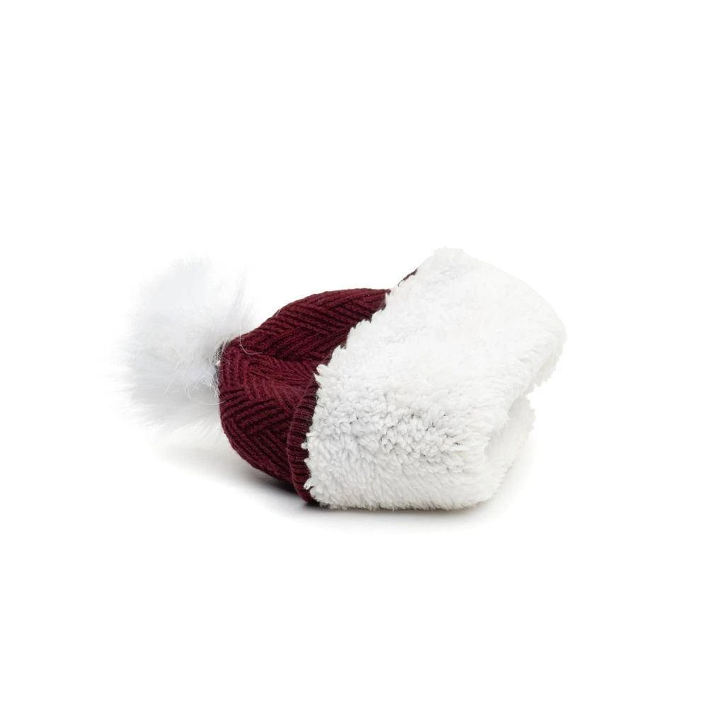 Accessories Fleece Lined Pom-Pom Beanie - Maroon - Image 4