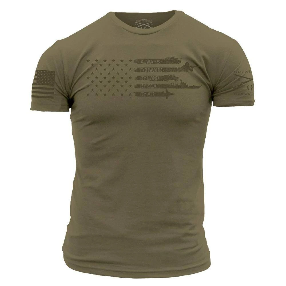 Always Forward Flag T-Shirt - Military Green