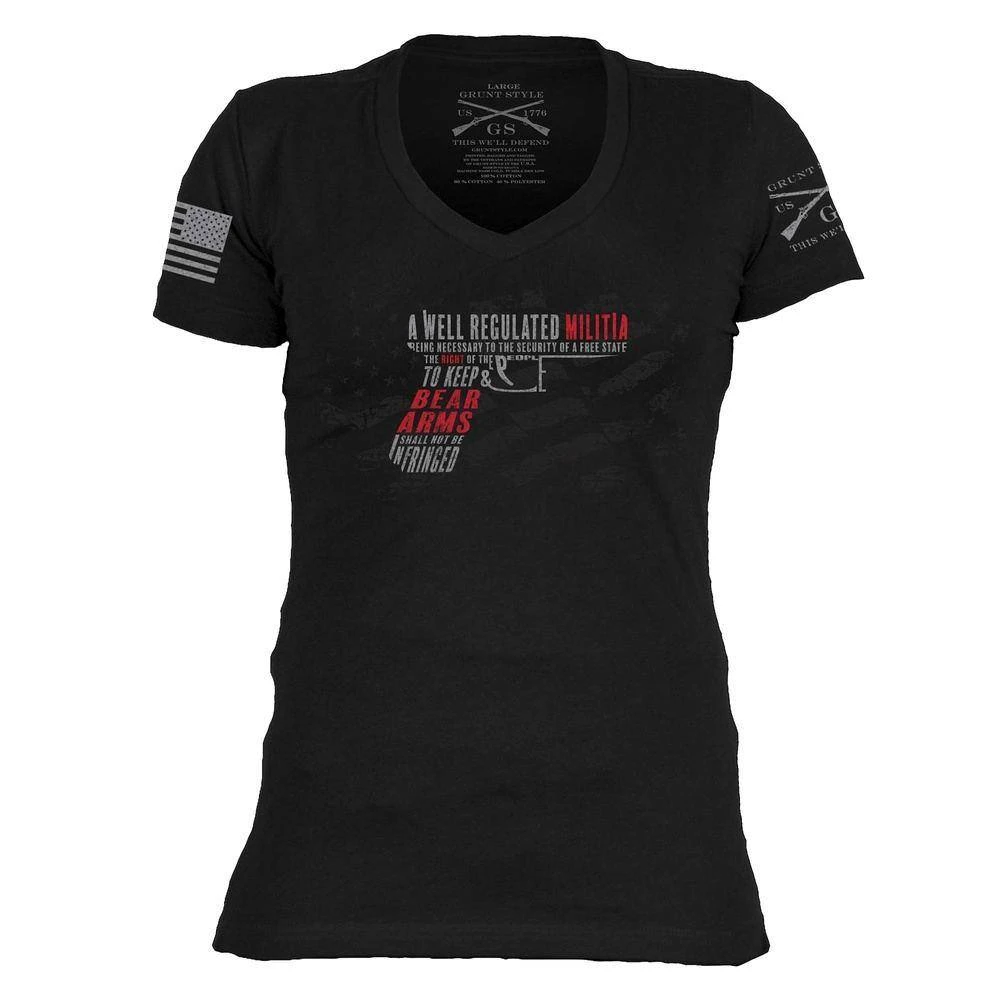 Women's Second Amendment Pistol V-Neck - Black - Image 2