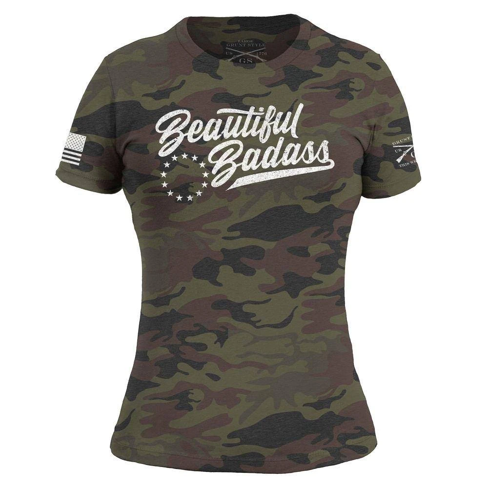 Women's Beautiful Badass T-Shirt - Woodland Camo - Image 2