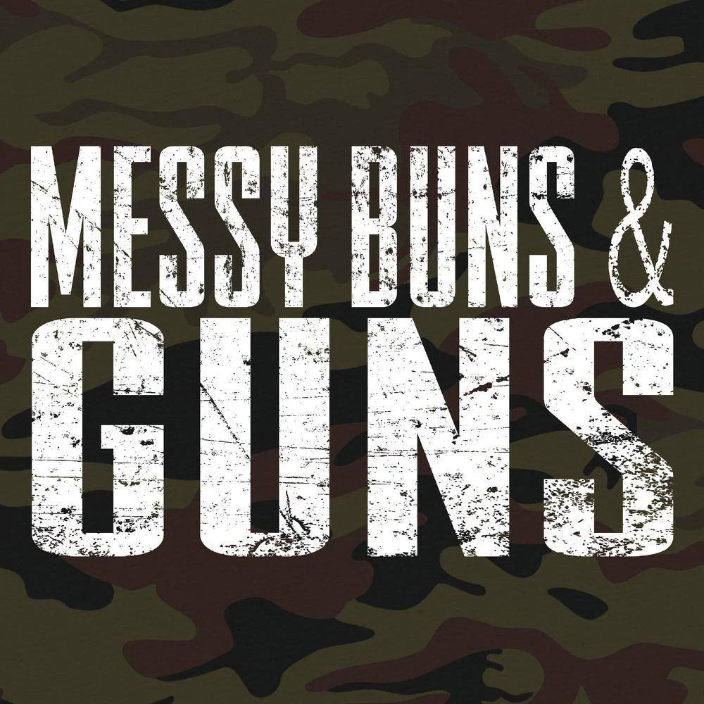 Women's Messy Buns & Guns T-Shirt - Woodland Camo - Image 4