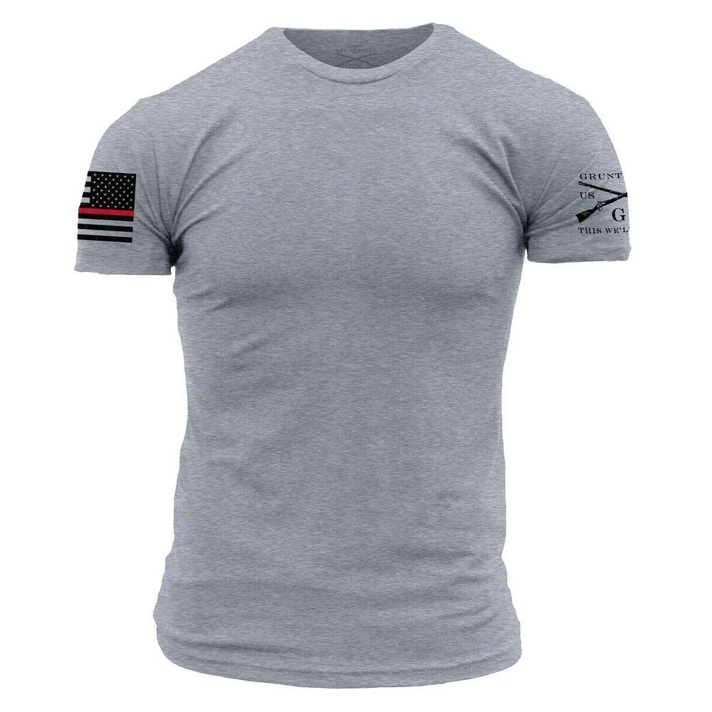 Red Line Flag T-Shirt - Dark Heather Grey