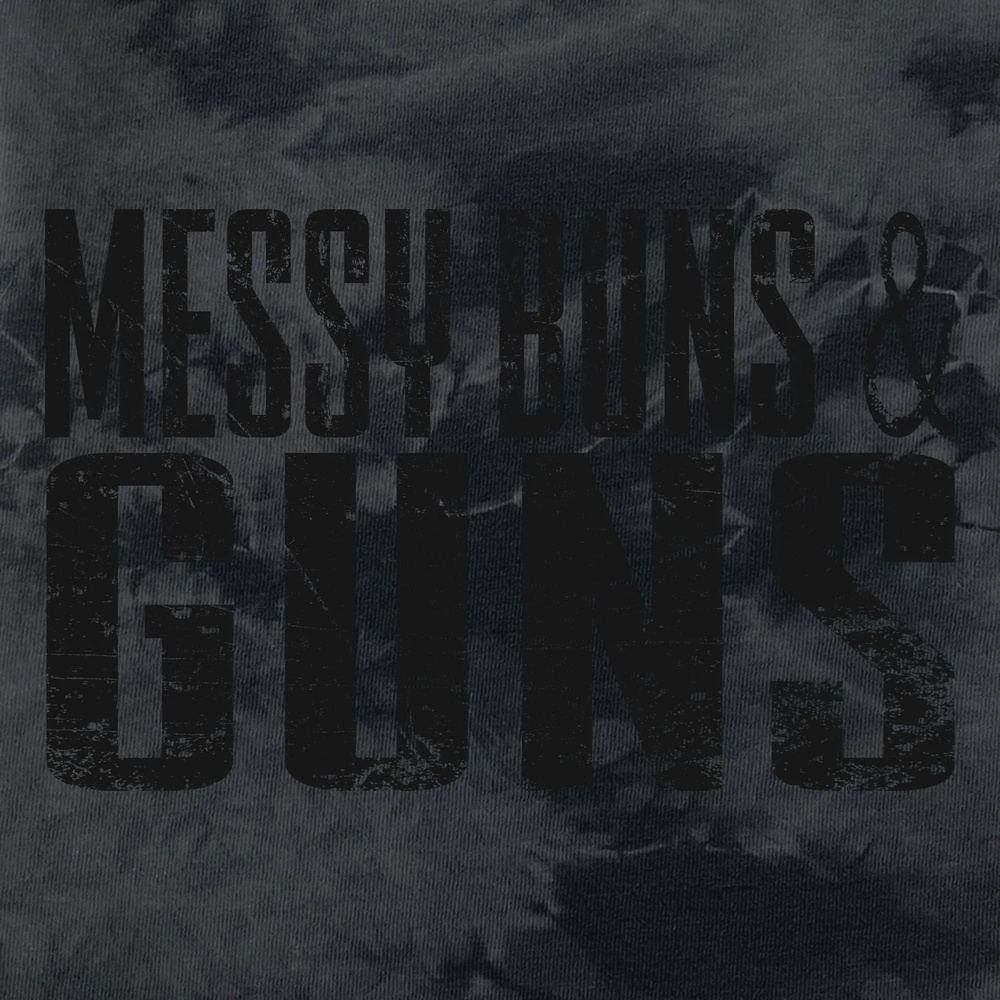 Women's Messy Buns & Guns T-Shirt - Black Wash - Image 3