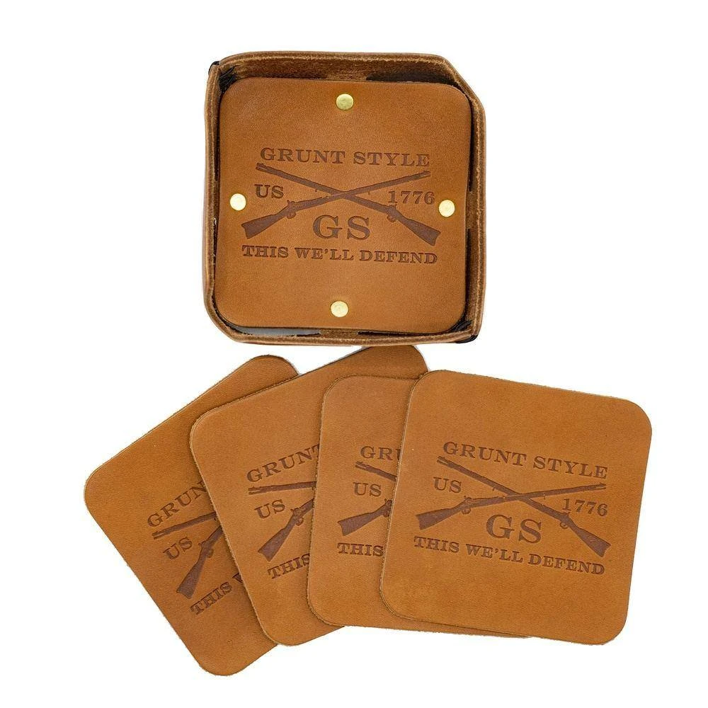 Accessories Grunt Style Leather Coasters - 4-Pack - Image 2