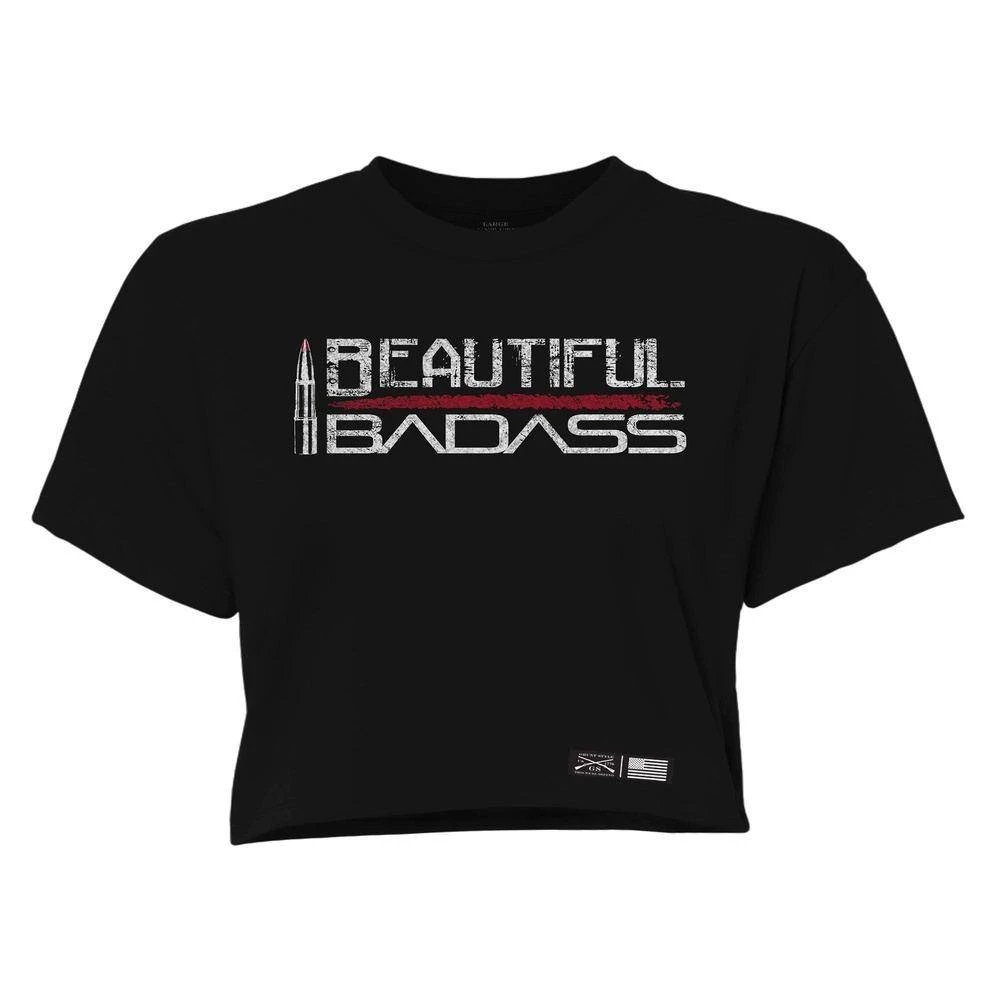 Women's Beautiful Badass Cropped T-Shirt - Black - Image 3
