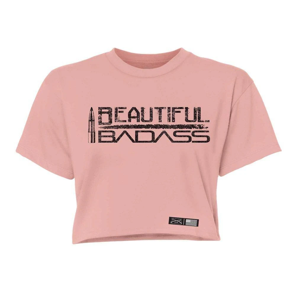 Women's Beautiful Badass Cropped T-Shirt - Desert Pink - Image 3