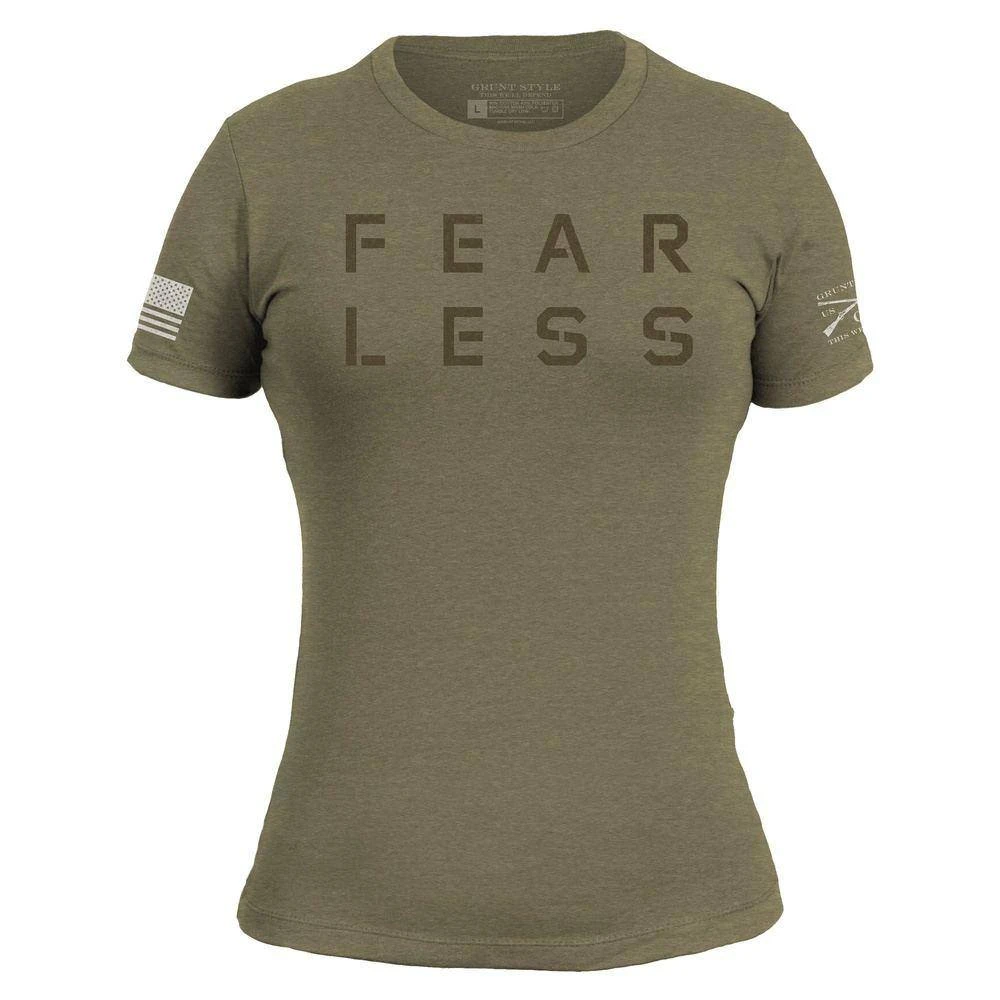 Women's Fear Less Training T-Shirt- Military Green - Image 8