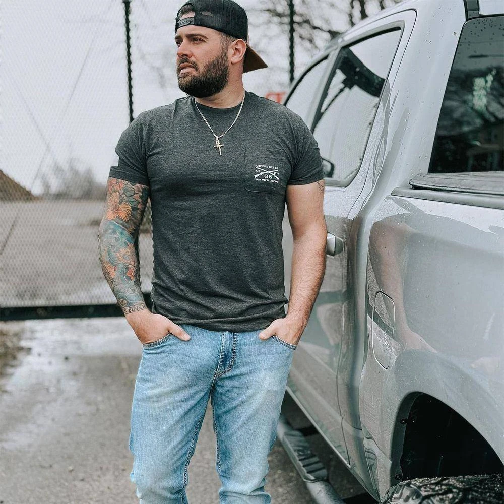 Join Or Die Pocket T-Shirt - Black Heather - Image 3