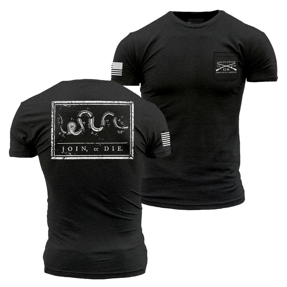 Join Or Die Pocket T-Shirt - Black Heather