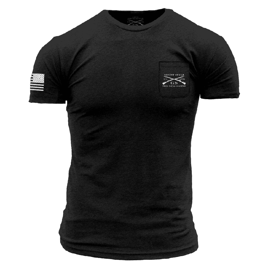 Rifle Flag Pocket T-Shirt - Black Heather - Image 7