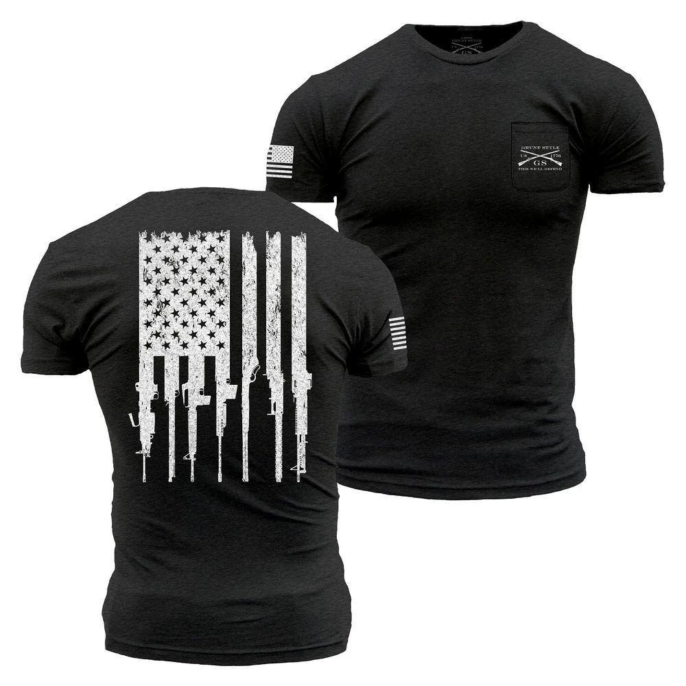Rifle Flag Pocket T-Shirt - Black Heather