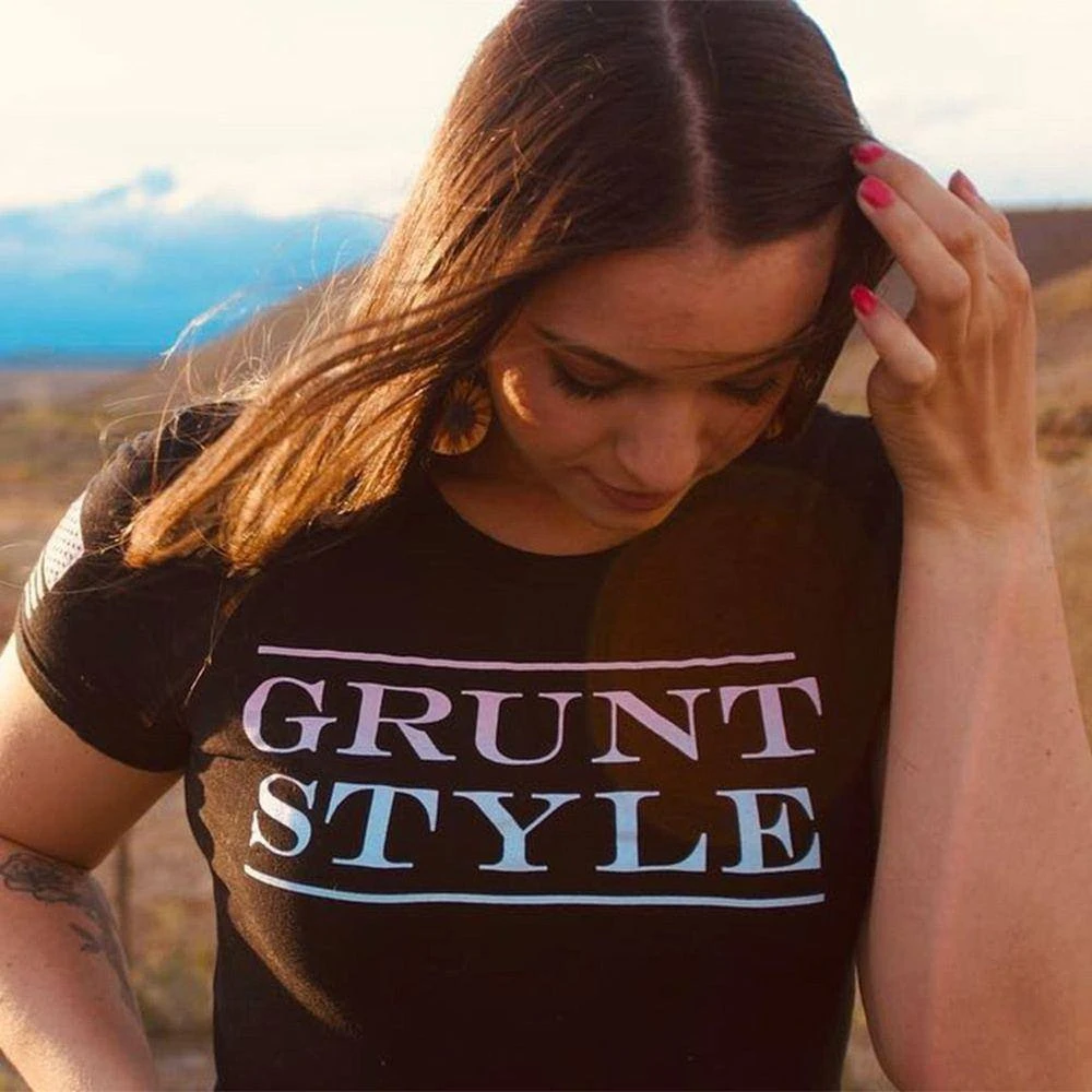 Women's Grunt Style Stacked Logo Ombre T-Shirt - Black - Image 3