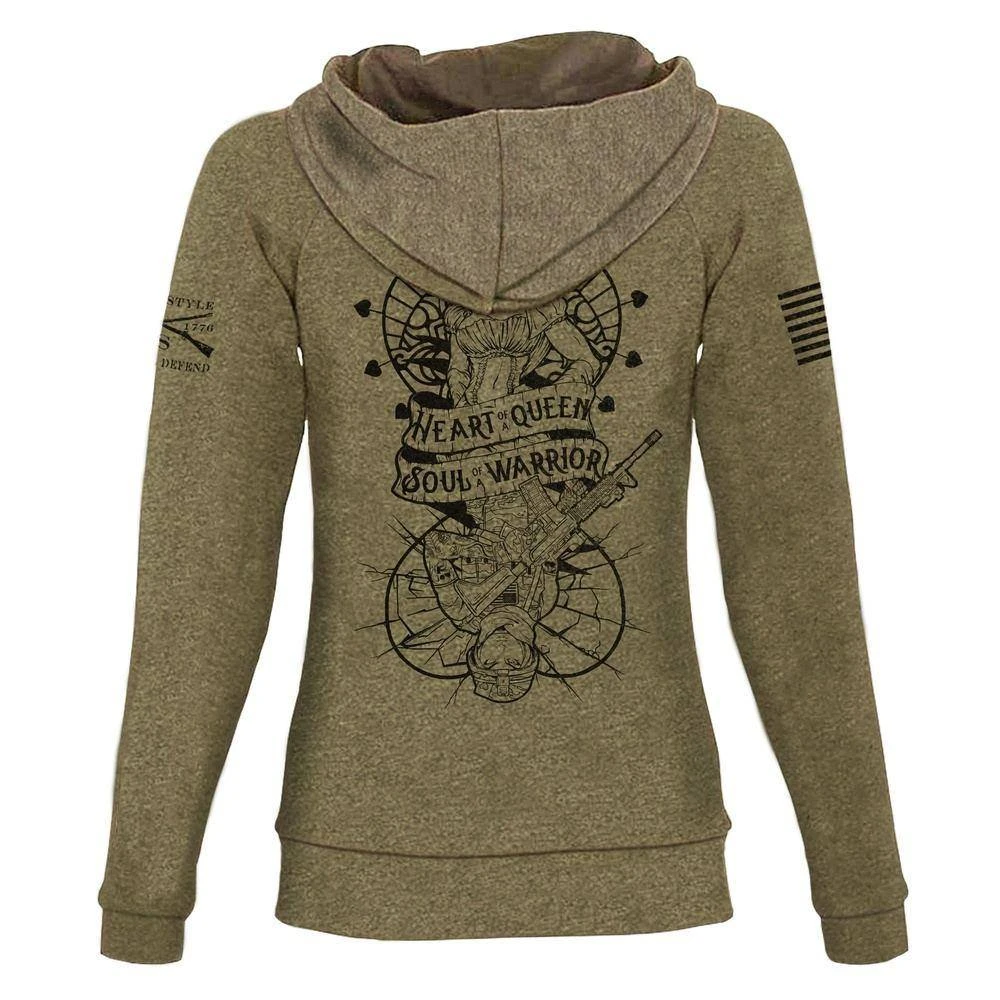 Women's Heart And Soul Of A Warrior Full-Zip Hoodie - Military Green - Image 7