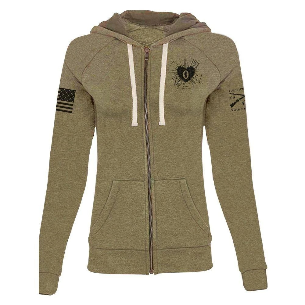 Women's Heart And Soul Of A Warrior Full-Zip Hoodie - Military Green - Image 5