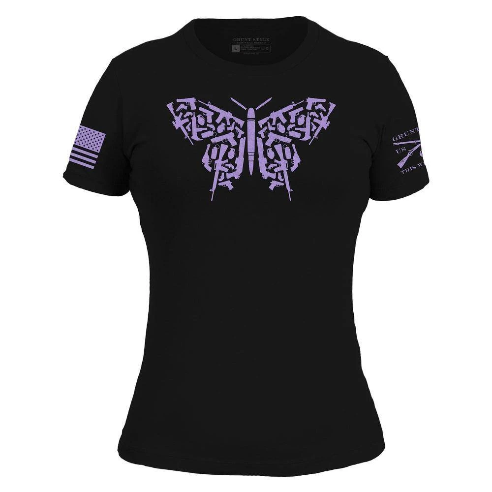 Women's 2A Butterfly Slim Fit T-Shirt - Black - Image 2