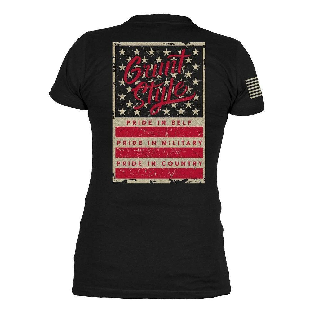 Women's Grunt Style Stars & Bars V-Neck - Black - Image 5