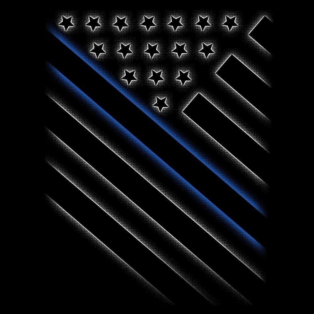 Support Blue Line T-Shirt - Black - Image 3