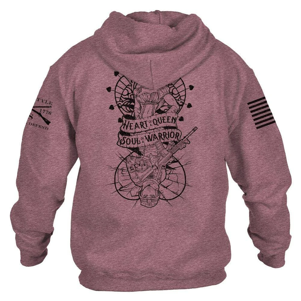 Women's Heart And Soul Of A Warrior Hoodie - Heather Maroon - Image 5