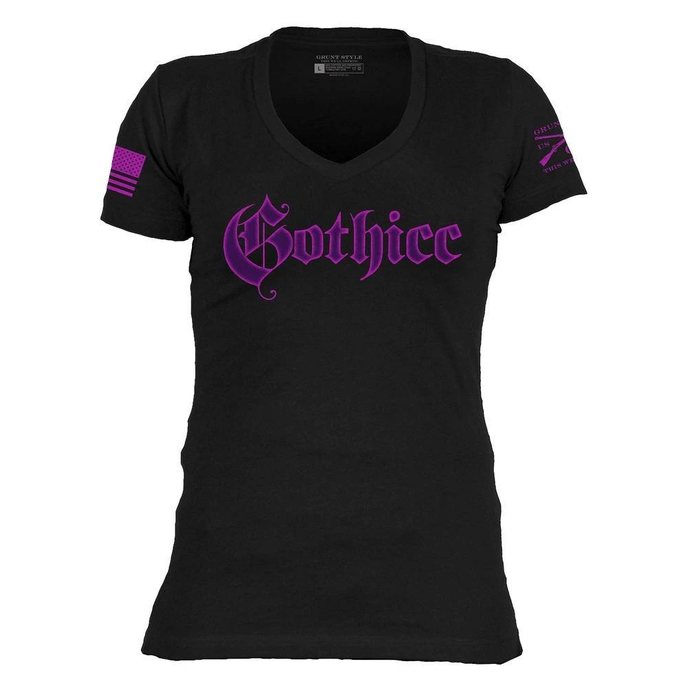 Women's Gothicc V-Neck T-Shirt - Black - Image 6