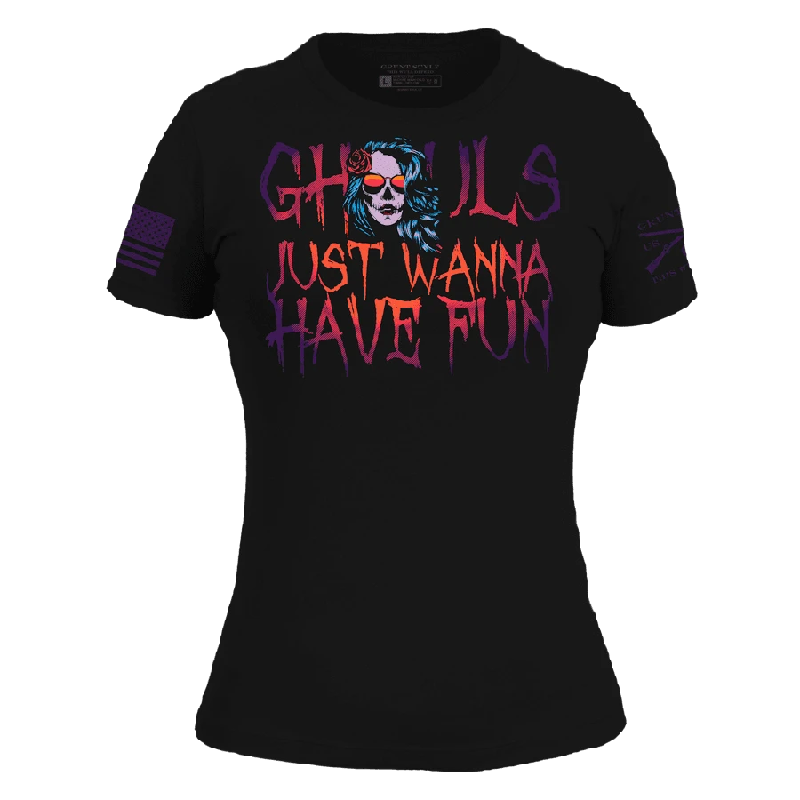 Women's Ghouls Just Wanna Have Fun Slim Fit T-Shirt - Black - Image 2