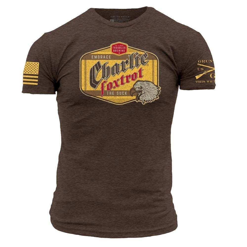 Charlie Foxtrot Brewing T-Shirt - Heather Brown
