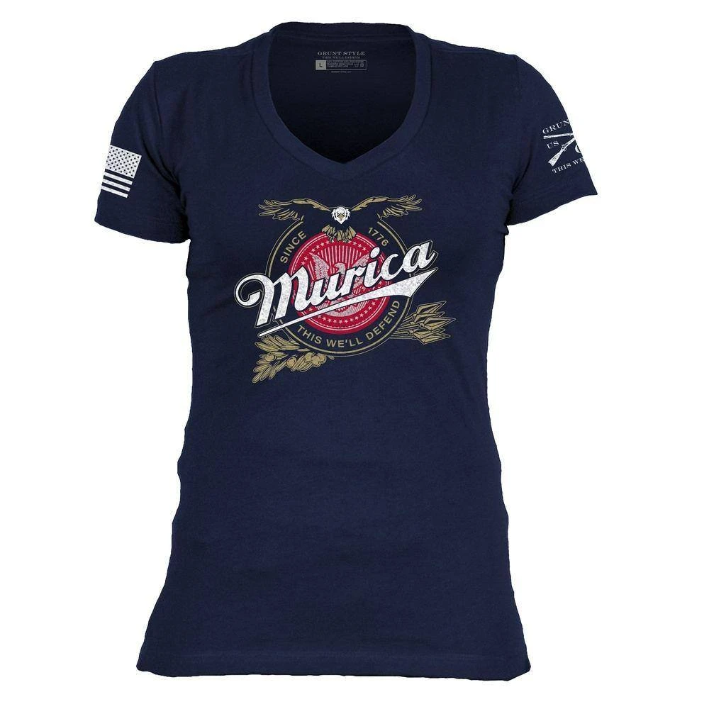 Women's Murica Brewing V-Neck - Midnight Navy - Image 2
