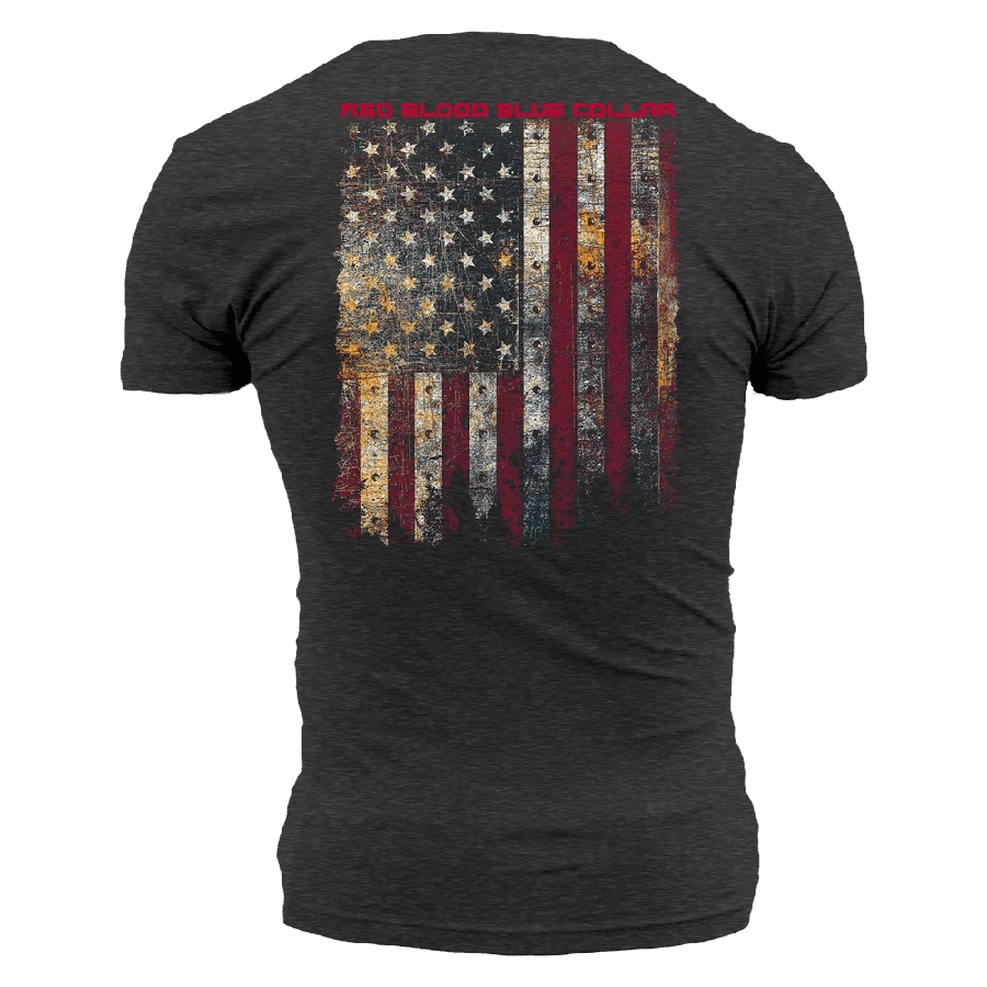 Red Blood Blue Collar™ T-Shirt - Charcoal - Image 8