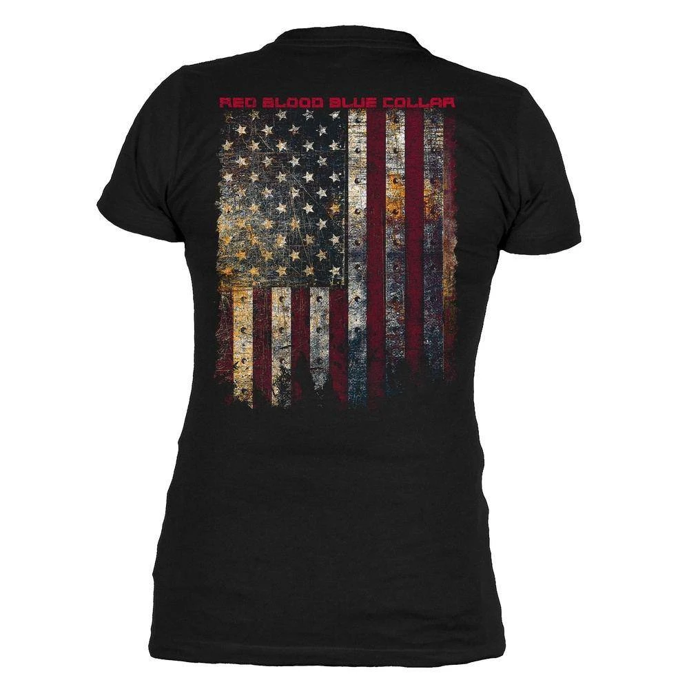 Women's Red Blood Blue Collar™ V-Neck - Black - Image 4