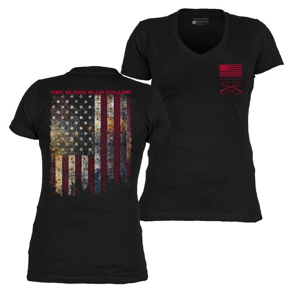 Women's Red Blood Blue Collar™ V-Neck - Black - Image 2