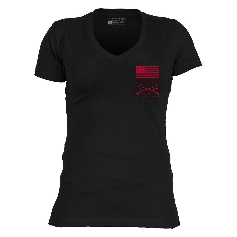 Women's Red Blood Blue Collar™ V-Neck - Black - Image 5