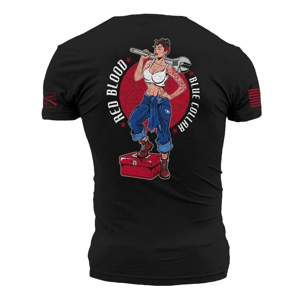 Red Blood Blue Collar™ Pinup T-Shirt - Black - Image 10